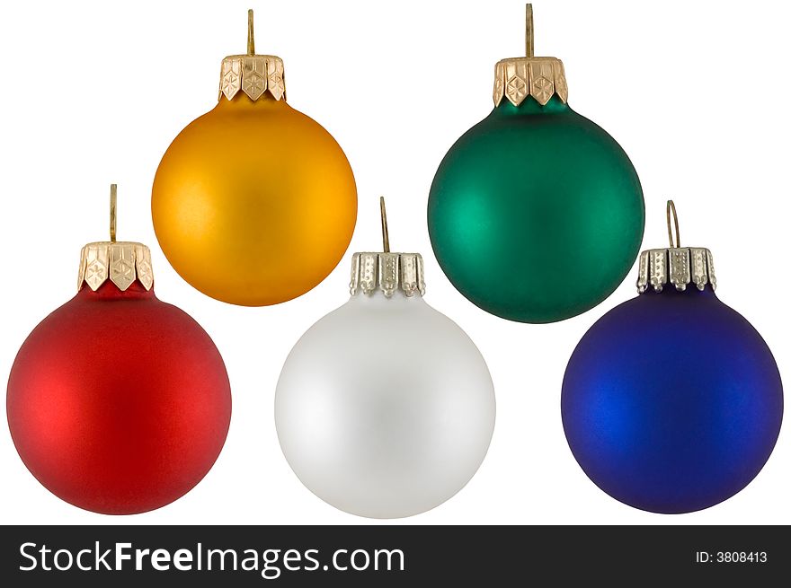 Different Christmas balls over white background and isolated