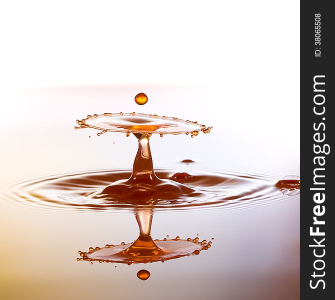 A Small Color Waterdrops Fall On Water Surface And