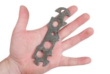 Holding Wrench Royalty Free Stock Photography