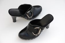 Black Womens Slide Shoes Stock Photos Black Womens Slide Shoes Stock Photos