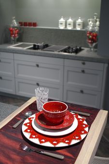 Modern Kitchen With Breakfast Table. Stock Images Modern Kitchen With Breakfast Table. Stock Images