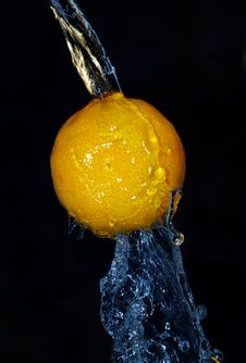 Tangerine Freshness Motion In Cold  Water Stock Images