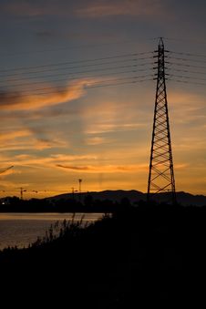 Sunset And Power Lines Stock Photo Sunset And Power Lines Stock Photo