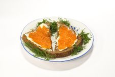 Sandwiches With Red Caviar Royalty Free Stock Photo Sandwiches With Red Caviar Royalty Free Stock Photo