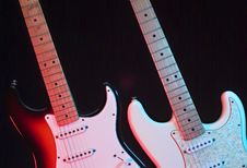 Two Electric Guitars On The Stage Stock Photography