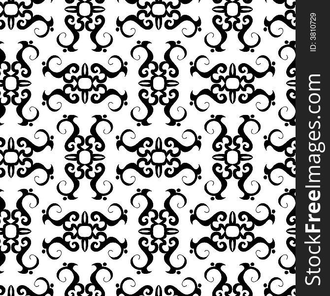 Seamless black ornament vector pattern. Seamless black ornament vector pattern