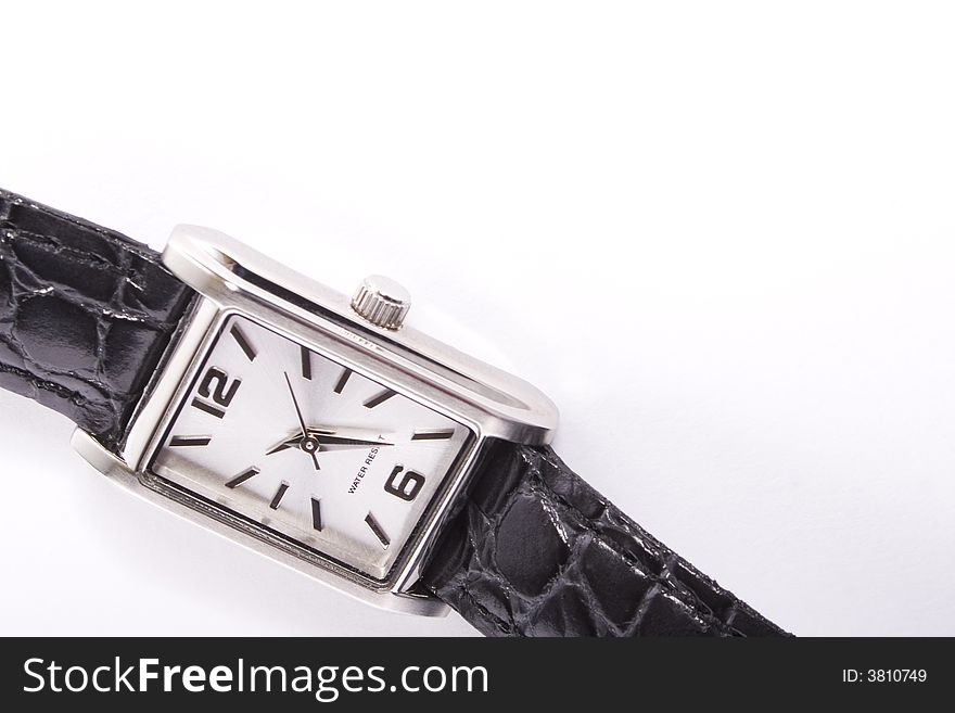 Classic woman's watch on white background