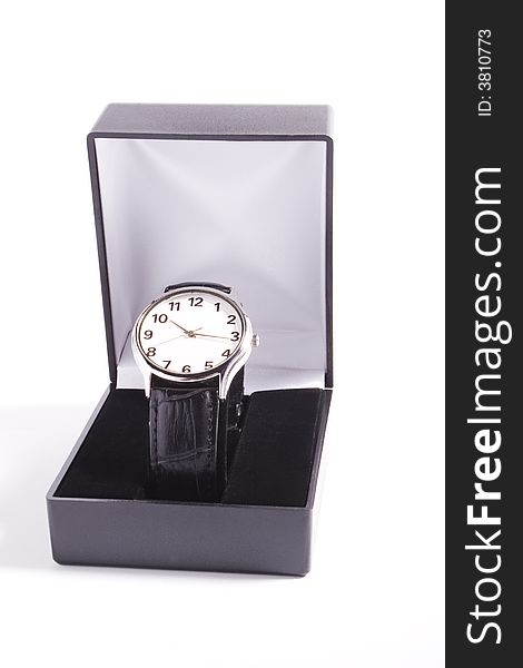 Classic man's watch in black box