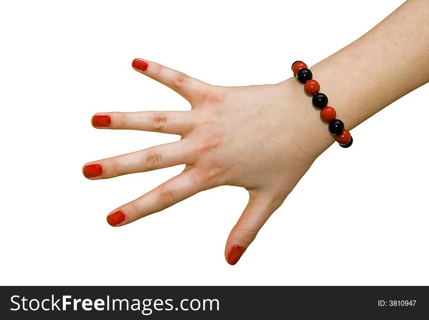 Young hand on the white background. Young hand on the white background