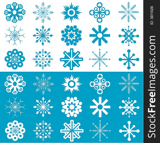 Snowflakes vector in blue and white