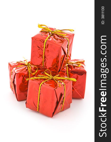 Red box gift on white