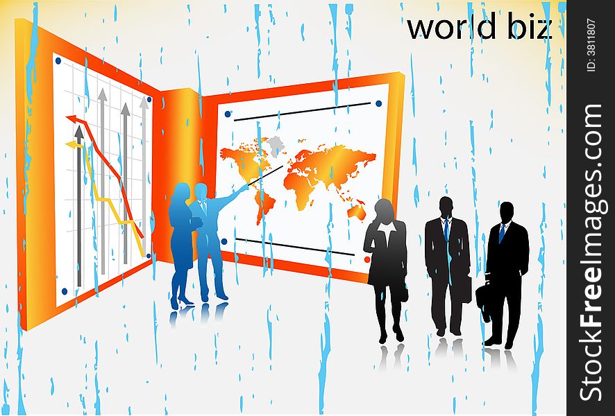 Illustration of business people...world biz