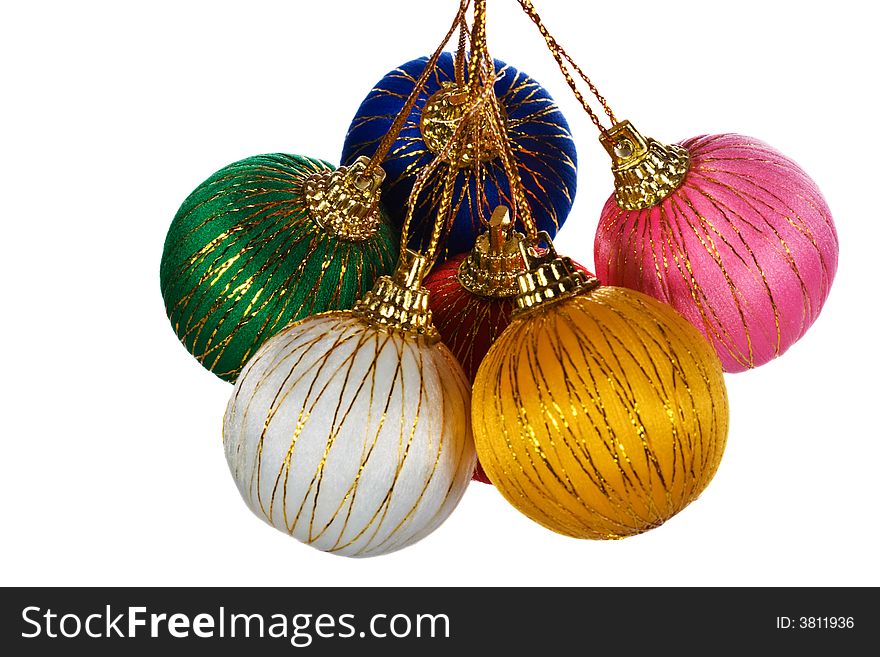 Specific Christmas decorations, globes isolated on a white background.