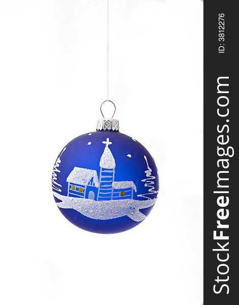 Blue decorated christmas ball isolated on white background. Blue decorated christmas ball isolated on white background.