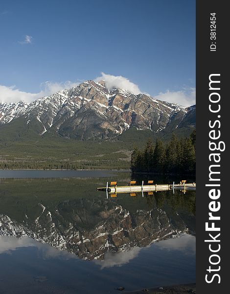 Reflected in Pyramid Lake, Jasper National Park. Reflected in Pyramid Lake, Jasper National Park.