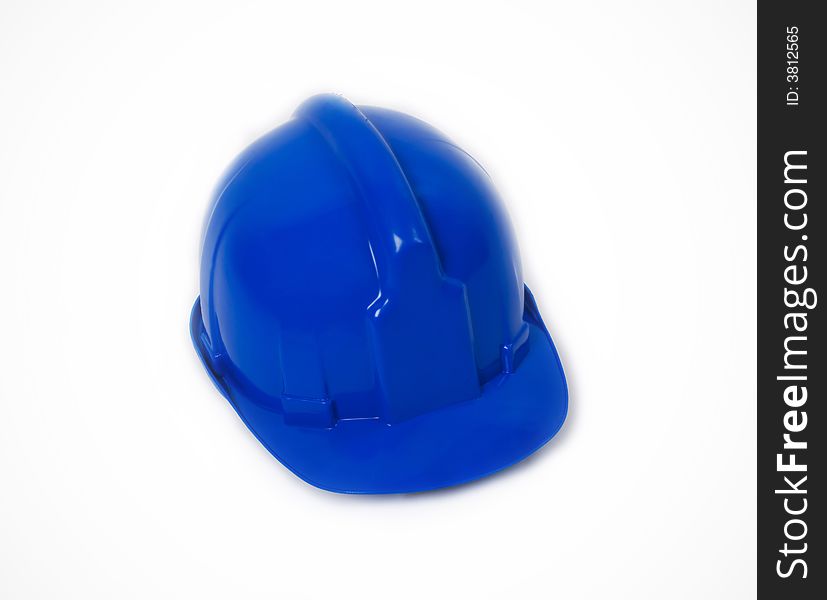 Blue hardhat isolated on white