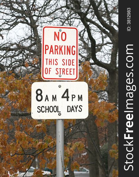 No Parking this side of street, school days