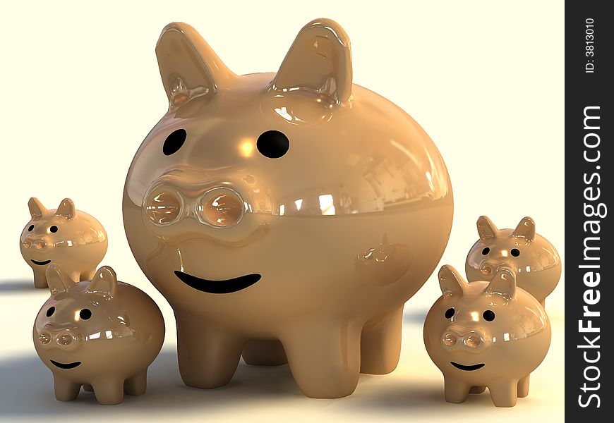 A 3d composition of piggy bank