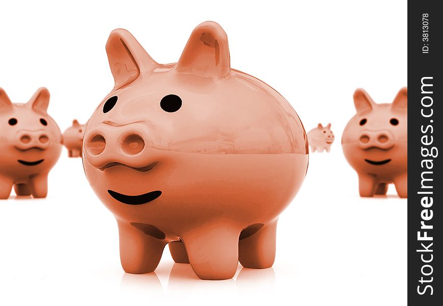 A 3d composition of piggy bank