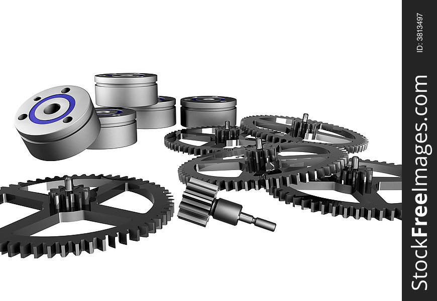 Solid of revolution, ball bearing, cog-wheel 3D model. Solid of revolution, ball bearing, cog-wheel 3D model