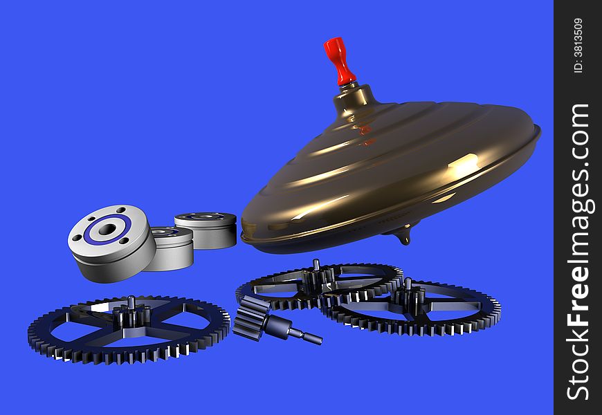 Solid of revolution, whirligig, ball bearing, cog-wheel 3D model