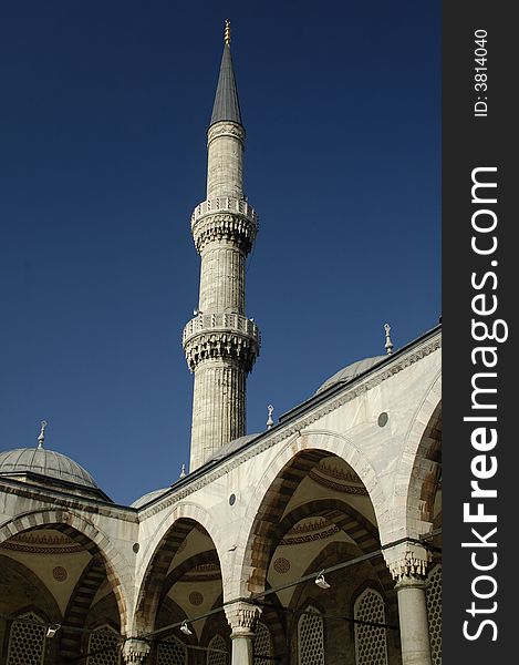 Inner yard of the Blue Mosque in Istanbul, Turkey