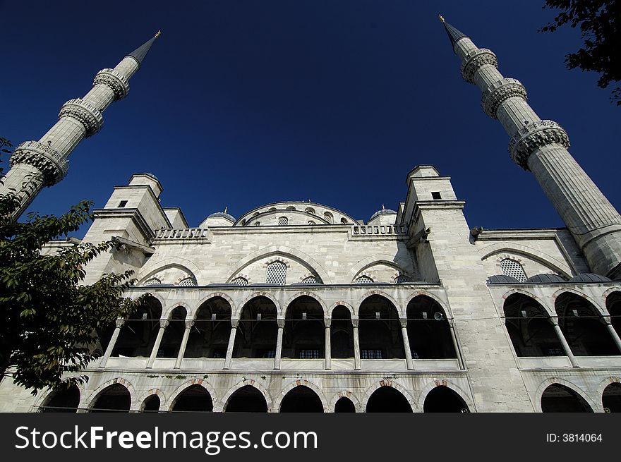 Inner yard of the Blue Mosque in Istanbul, Turkey