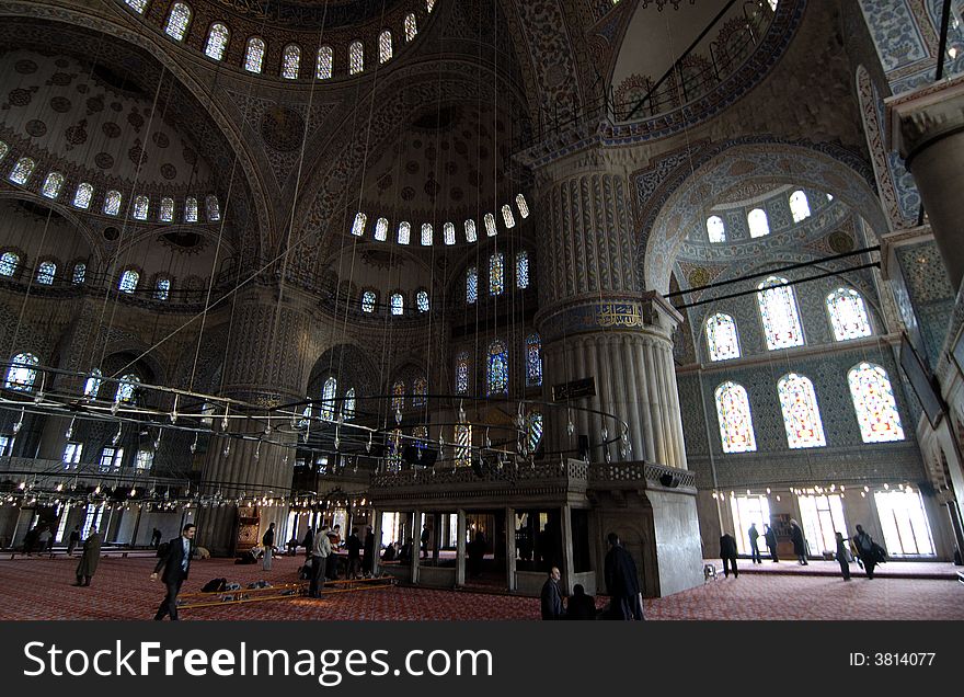 Interior of the Blue Mosque in Istanbul, Turkey