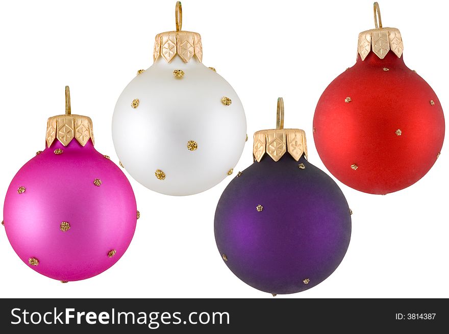 Different Christmas balls over white background and isolated