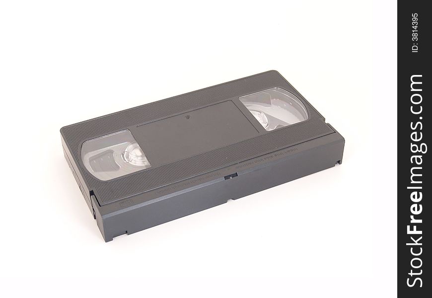 Black VHS tape isolated on white background