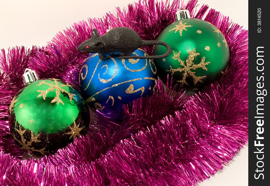 Composition  from new-year balls and decorations. Composition  from new-year balls and decorations