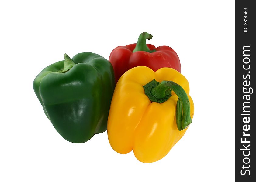 Green, yellow and red peppers (with path)