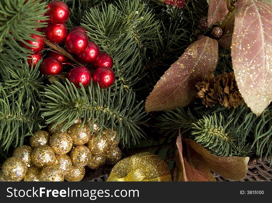 Close up of holiday arrangement. Close up of holiday arrangement