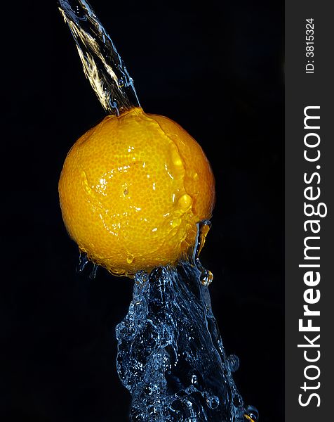 Tangerine freshness motion in cold  water