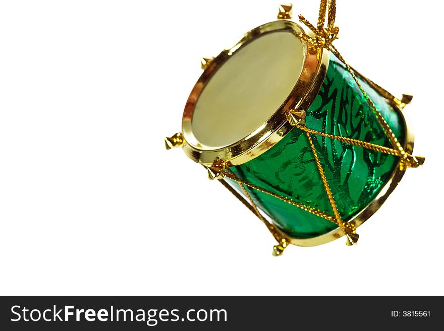 Drum Christmas decoration, isolated on a white background. Drum Christmas decoration, isolated on a white background.