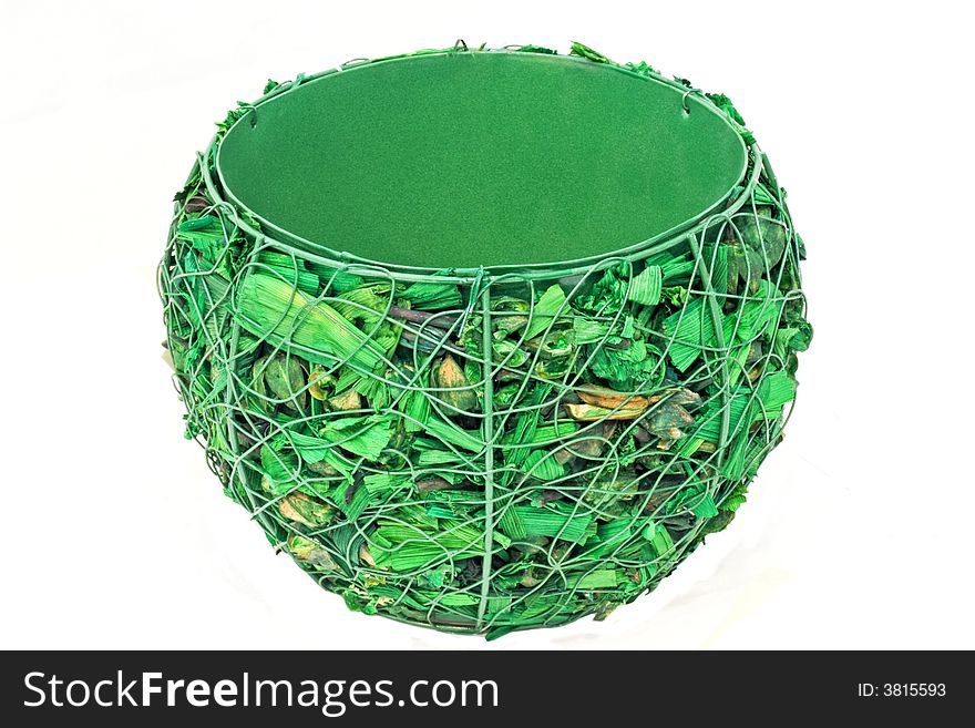 Green bowl made from leafs and plants