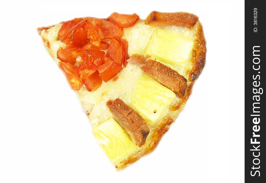 Pizza Slice with Tomato, Ham and Pineapple
