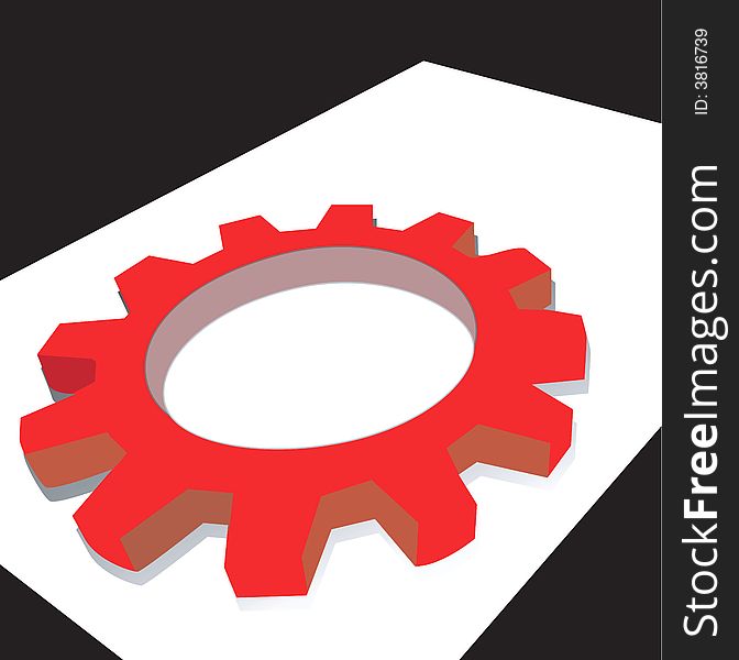 Illustration of a red mechanic wheel in white surface
