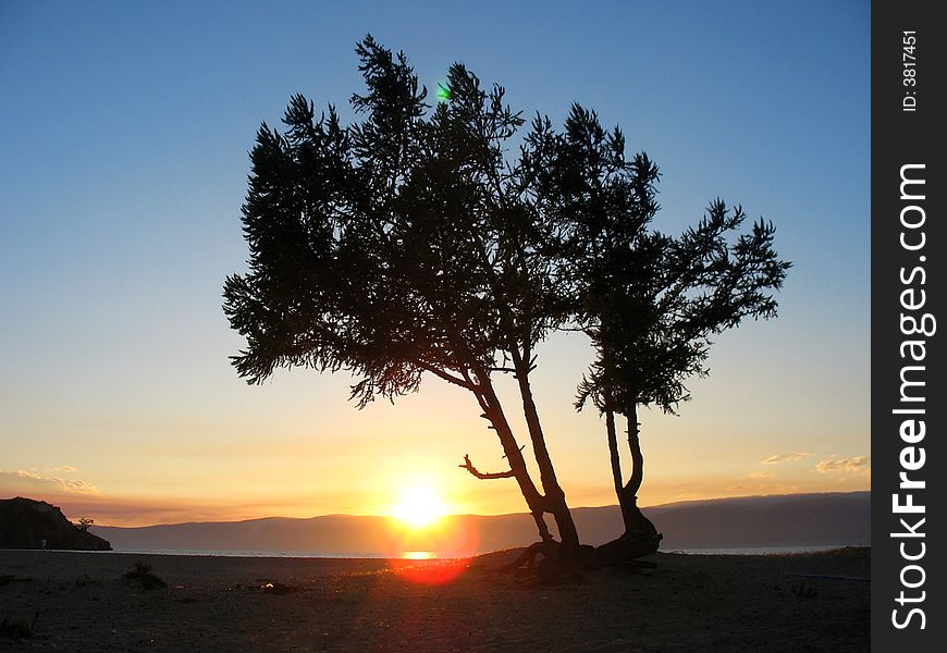 Sunset over the Baikal lake. Sunset over the Baikal lake