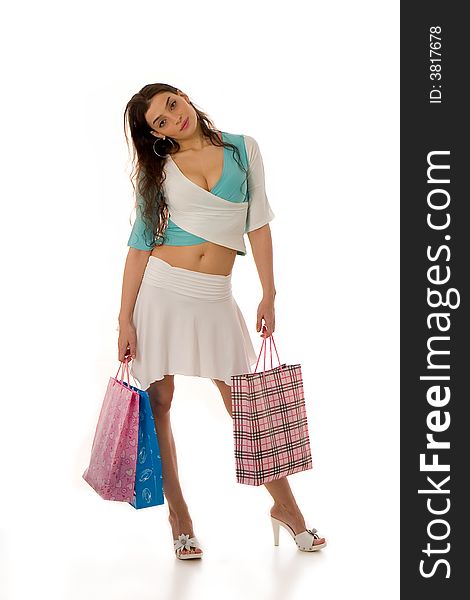 Attractive young woman with shopping bags