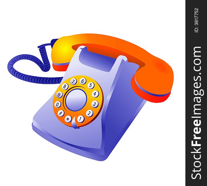 Vintage colors telephone on white with clipping path. Vintage colors telephone on white with clipping path