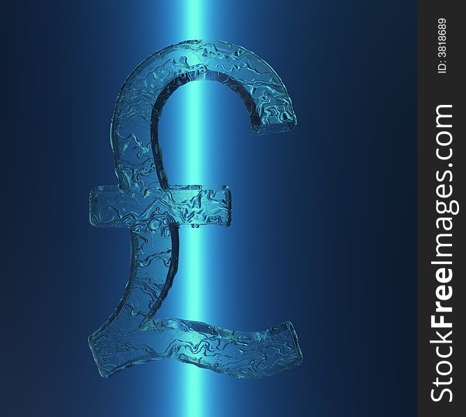 An illustration of an illuminated British Pound sign with an icy appearance.