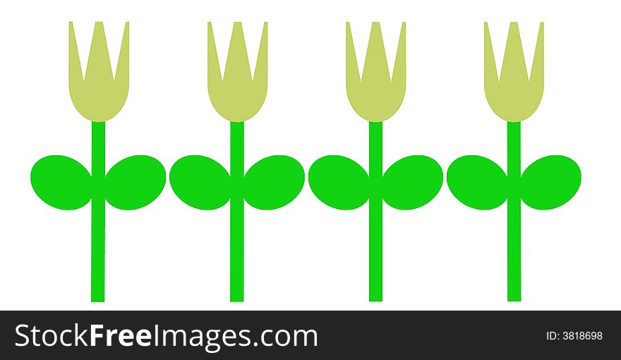 An simple illustration of yellow tulips in the spring. An simple illustration of yellow tulips in the spring.