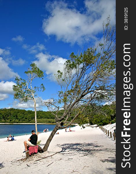 Lake McKenzie is one of the popular freshwater lake at Fraser Island, Australia. Lake McKenzie is one of the popular freshwater lake at Fraser Island, Australia