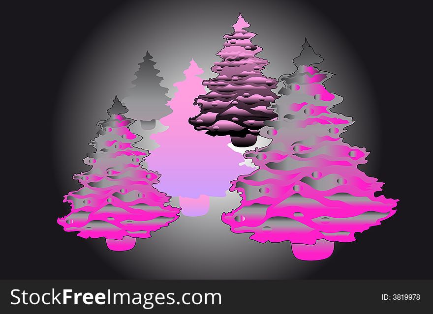 Lots of christmas trees on a black background