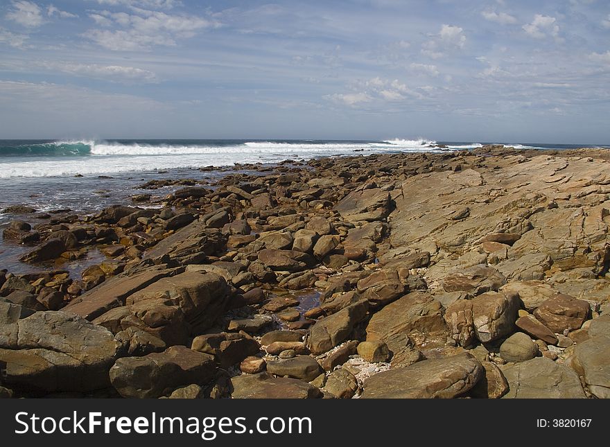 Rocks on the coast at St Francis Bay,South Africa. Rocks on the coast at St Francis Bay,South Africa