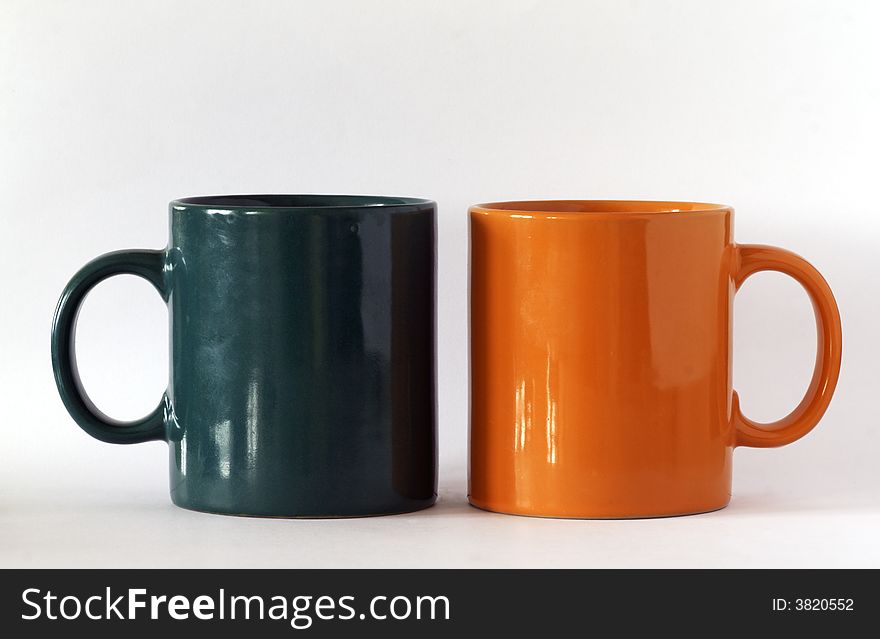 Two cups isolated on a white