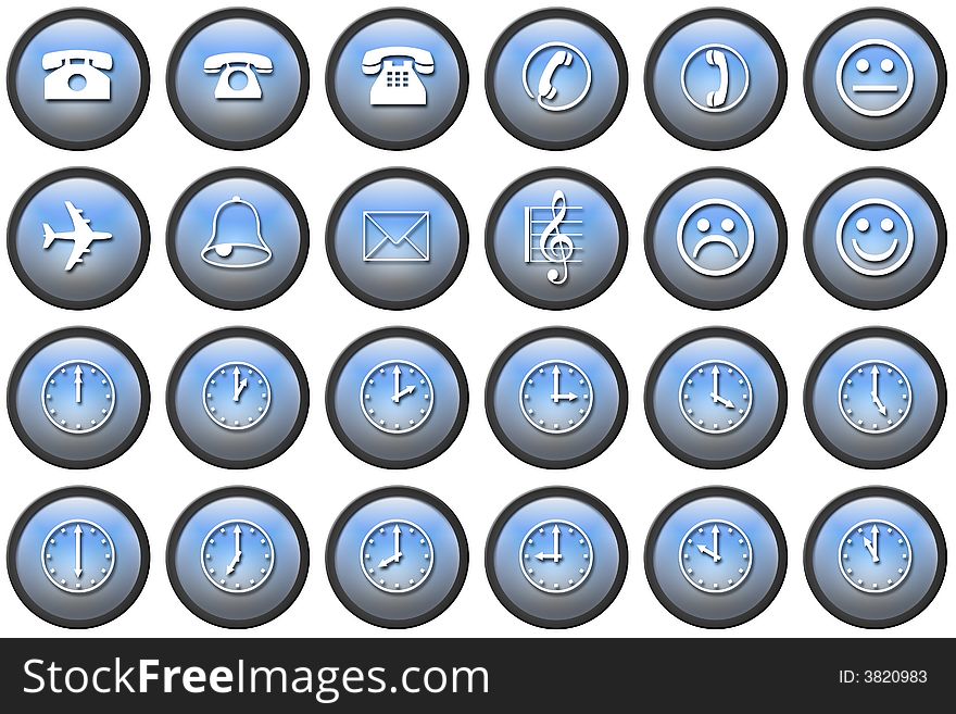 24 useful blue plastic buttons