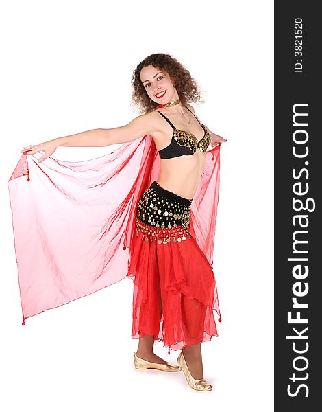 Bellydance in red on a white