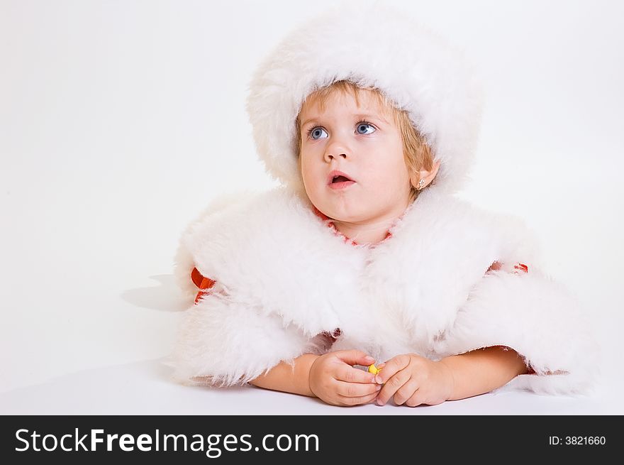 Cute baby Santa portrait isolated